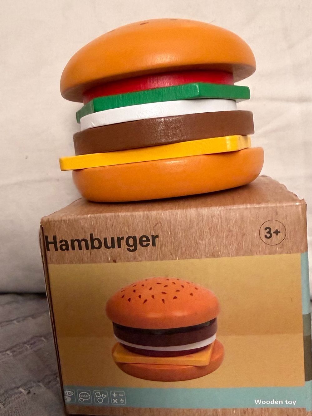Wooden Stackable Hamburger Toy or Shelf Sitter - Multi Color
